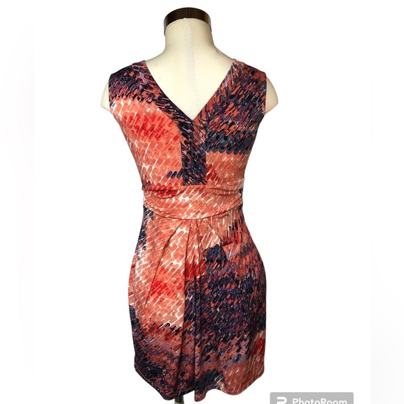 Simply Vera Women’s Dress Sleeveless Mini Fitted V Neck/Back Pleated Skirt - Picture 2 of 7